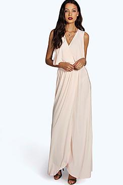 Boohoo Tall Vera Drape Wrap Over Maxi Dress