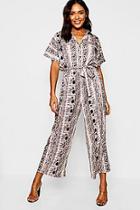 Boohoo Snakeskin Utility Cargo Pocket Jumpsuit