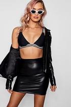 Boohoo Matte Leather Look Jersey Mini Skirt