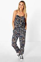 Boohoo Lozza Floral Print Jumpsuit