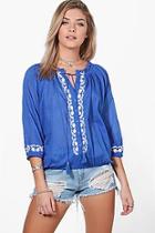 Boohoo Leanne Woven Embroidered Top