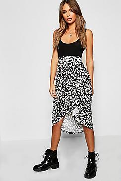 Boohoo Leopard Print Ruched Skirt