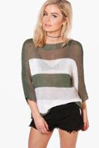 Boohoo Daisy Oversized Striped Jumper Brown