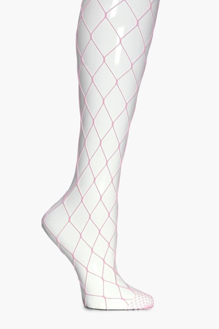 Boohoo Sophia 2 Pack Coloured Fishnet Tights Pink