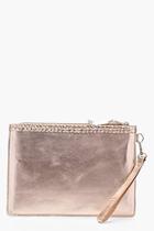 Boohoo Real Leather Plait Trim Clutch