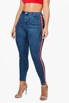 Boohoo Plus Lizzy Sports Stripe Skinny Jean