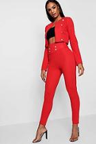 Boohoo Izzy Military Crop Blazer Trouser Co-ord Set