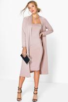 Boohoo Casandra Bandeau Dress & Duster Co-ord Set Stone