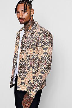 Boohoo Baroque Print Denim Jacket