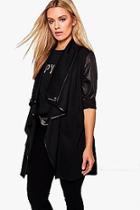 Boohoo Plus Malin Contrast Trim Waterfall Duster