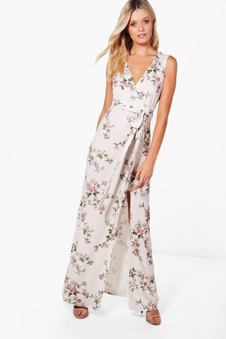 Boohoo Jaclyn Floral Wrap Maxi Dress Multi