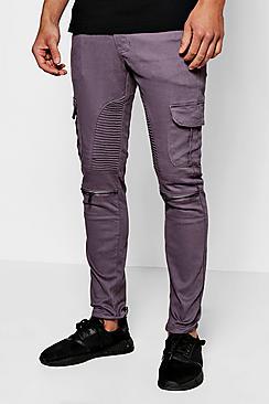 Boohoo Skinny Fit Cargo Biker Jeans With Zips