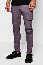 Boohoo Skinny Fit Cargo Biker Jeans With Zips
