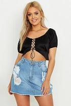 Boohoo Plus Lace Up Detail Crop Top