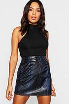 Boohoo Wet Look Snake Mini Skirt