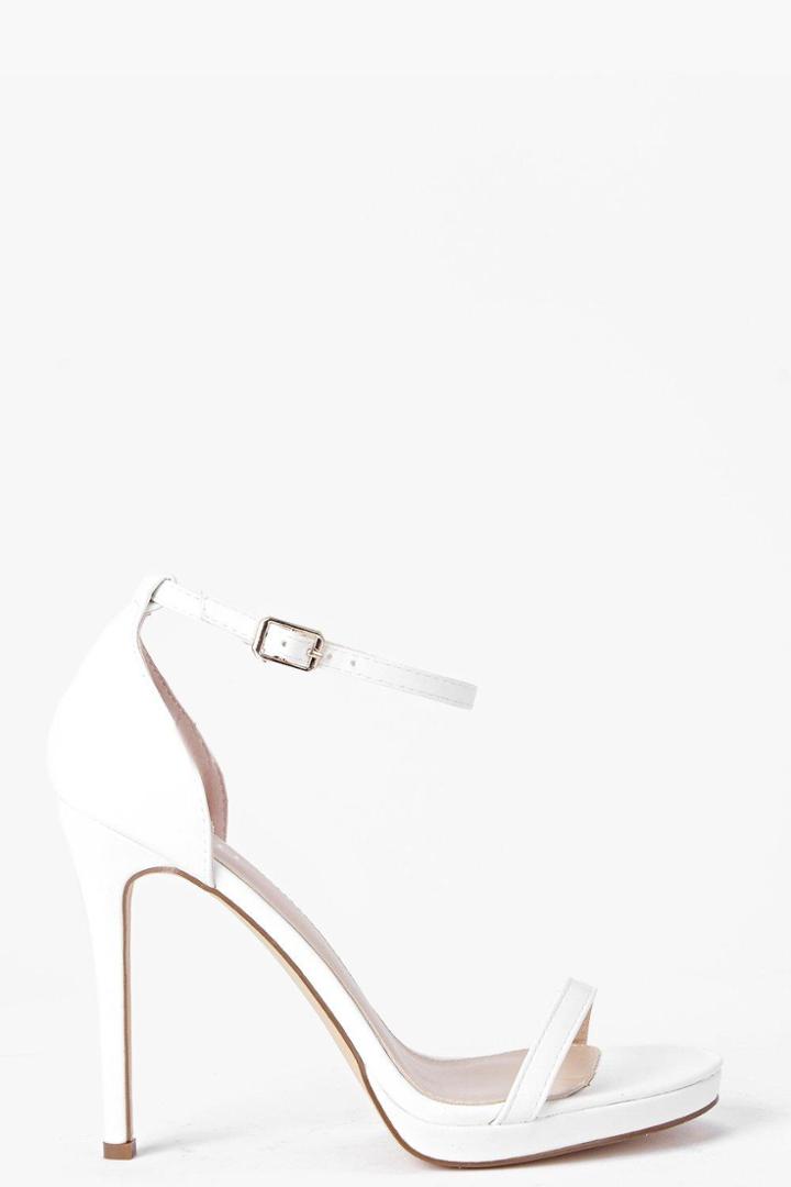 Boohoo Elizabeth Single Platform Two Part Heels White