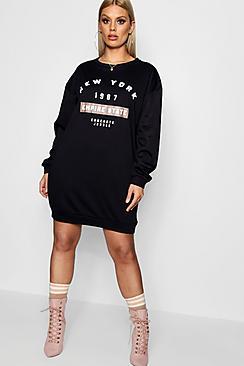Boohoo Plus Gemma Slogan Sweat Dress