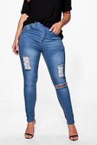 Boohoo Plus Niamh Distressed Knee Rip Skinny Jean