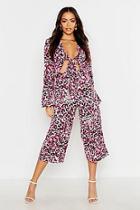 Boohoo Woven Leopard Tie Front Co-ord