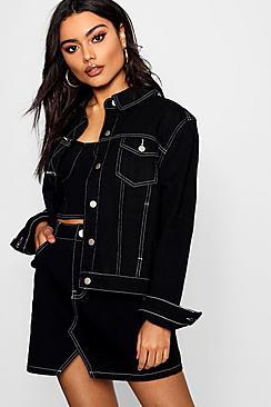 Boohoo Oversize Contrast Stitch Denim Jacket