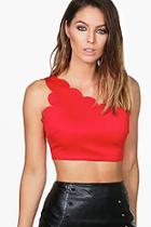 Boohoo Amelia Scallop One Shoulder Crop