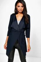 Boohoo Eloise Belted Duster Navy