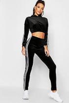 Boohoo Stripe Side Velvet Trouser Co-ord Set