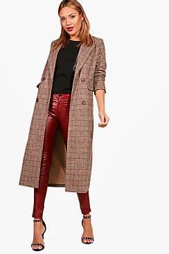 Boohoo Emily Check Wool Look Coat