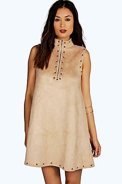 Boohoo Boutique Kate Suedette Studded Shift Dress