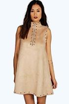 Boohoo Boutique Kate Suedette Studded Shift Dress