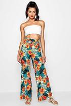 Boohoo Cassie Tropical Wide Leg Trouser