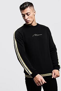 Boohoo Gold Man Signature Tape Sweater