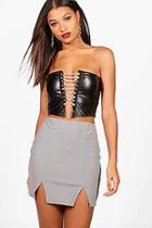 Boohoo Chain Belt & Notch Mini Skirt