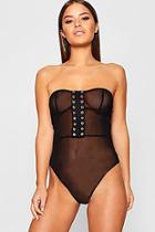 Boohoo Madison Eyelet Front Bandeau Body