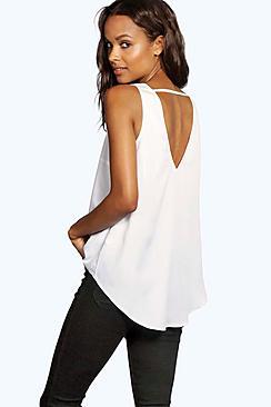 Boohoo Imogen Woven Strap Back Top