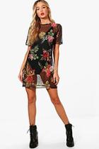 Boohoo Tiffany Floral Print Mesh T-shirt Dress