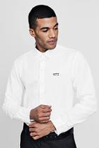 Boohoo Man Logo Embroidered Long Sleeve Shirt