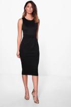 Boohoo Mia Pleat Front Tailored Dress Black
