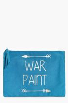 Boohoo War Paint Gold Foil Make Up Bag Turquoise