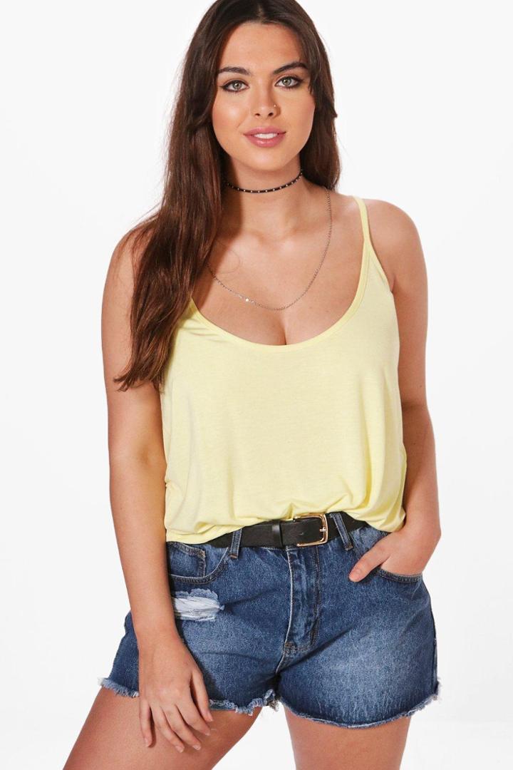 Boohoo Plus Josie Jersey Swing Cami Tank Top Yellow