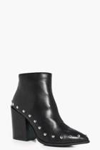 Boohoo Katie Studded Trim Pointed Ankle Boot Black