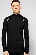 Boohoo Fine Gauge Hi-neck Jumper With Pu Panels