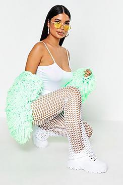 Boohoo Petite Open Mesh Flare Trousers