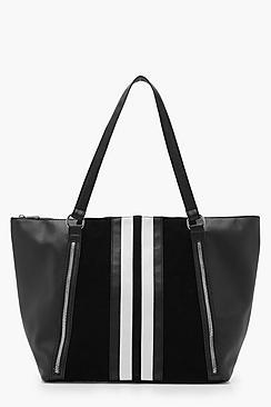 Boohoo Laura Mono Stripe Day Bag
