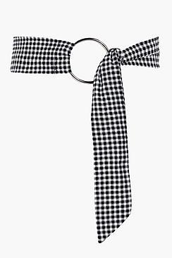 Boohoo Jess Gingham Fabric D-ring Fasten Belt