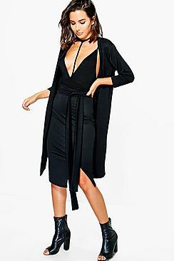 Boohoo Lola Crepe Midi Skirt & Duster Set