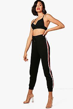 Boohoo Katie Sports Stripe Loopback Joggers