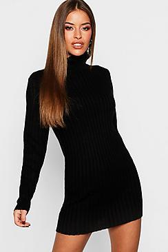 Boohoo Petite Ribbed Roll Neck Jumper Dress