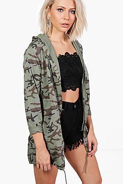 Boohoo Phoebe Washed Camo Festival Jacket