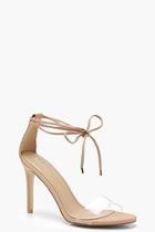 Boohoo Tia Wrap Ankle Clear Strap Sandals